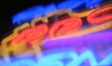 blue and red neon sign